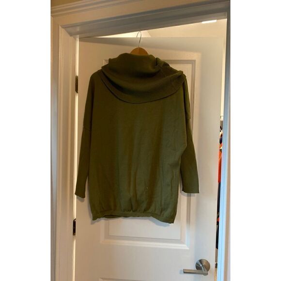 Olive Green Cowl Neck Oversized Long Sleeve High-Quality Knit Sweater size S - Picture 1 of 3